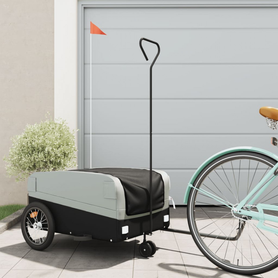 Remorcă pentru biciclete, negru și gri, 45 kg, fier