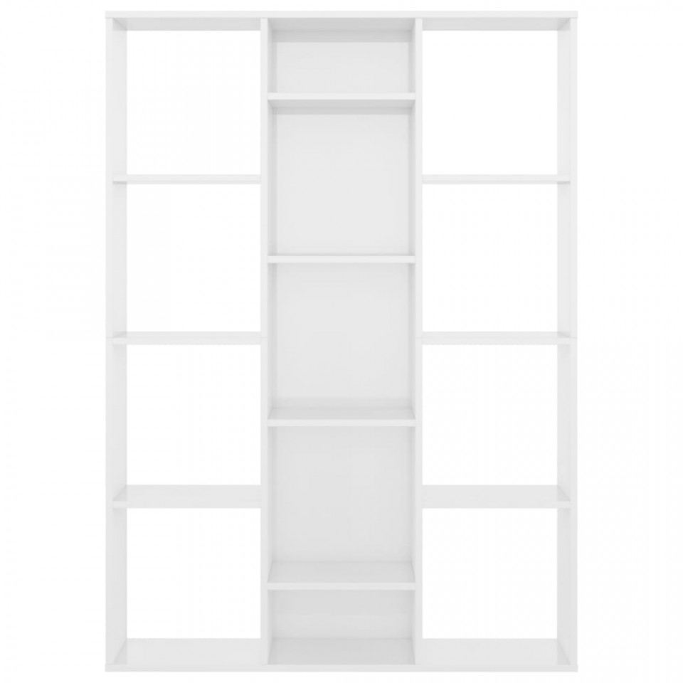 Separator cameră/Bibliotecă alb extralucios 100x24x140 cm PAL