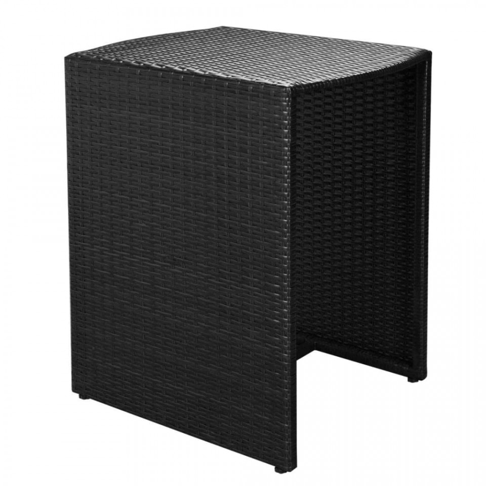 Set mobilier bistro cu perne, 3 piese, negru, poliratan