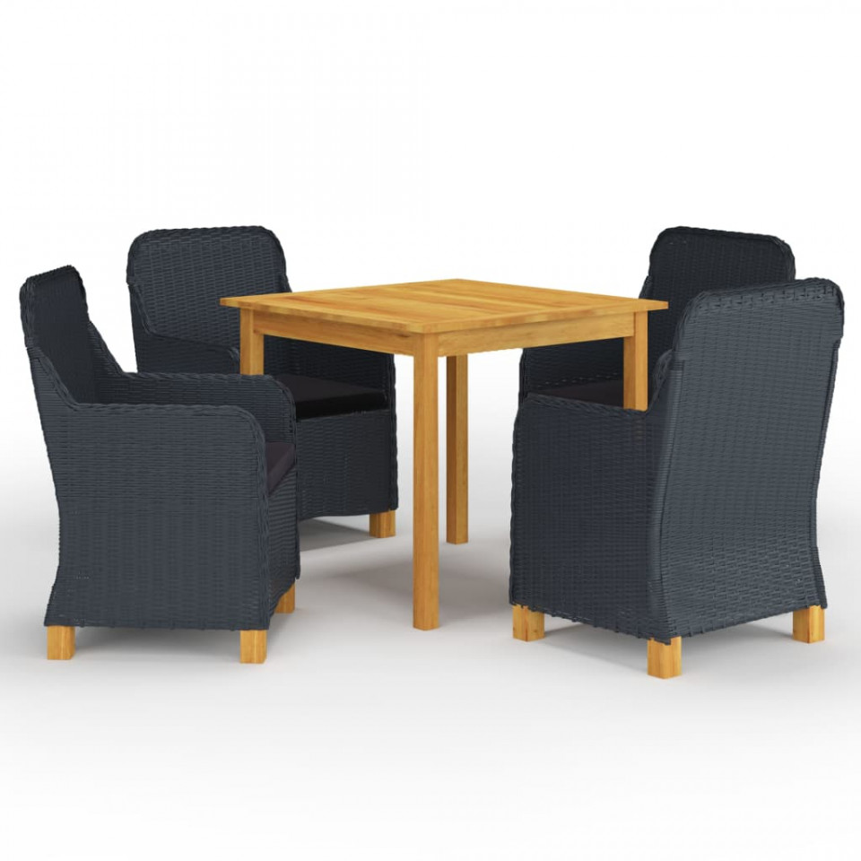 Set mobilier de grădină, 5 piese, gri închis