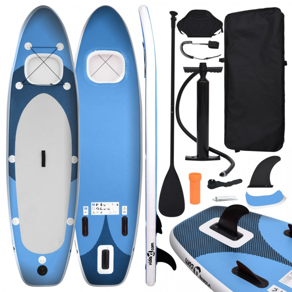 Set placă paddleboarding gonflabilă, albastru, 300x76x10 cm Casa Practica