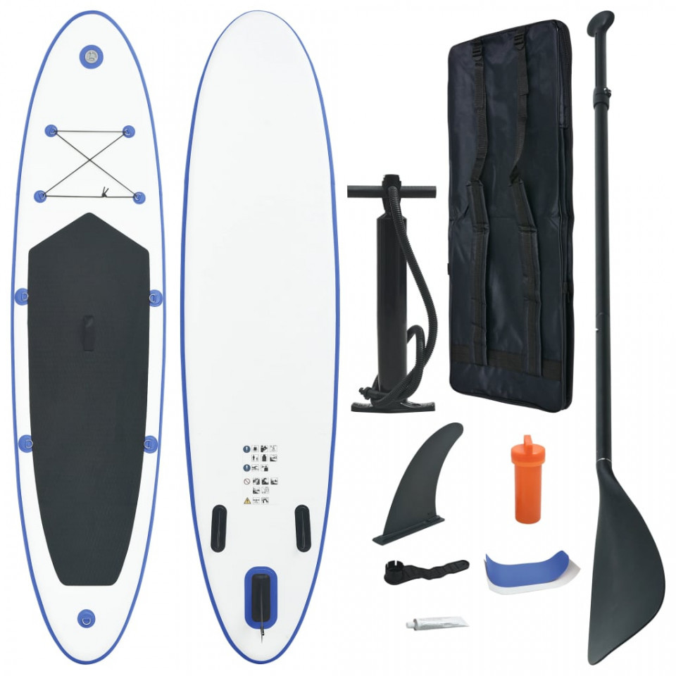 Set placă stand up paddle SUP surf gonflabilă, albastru și alb (IN
