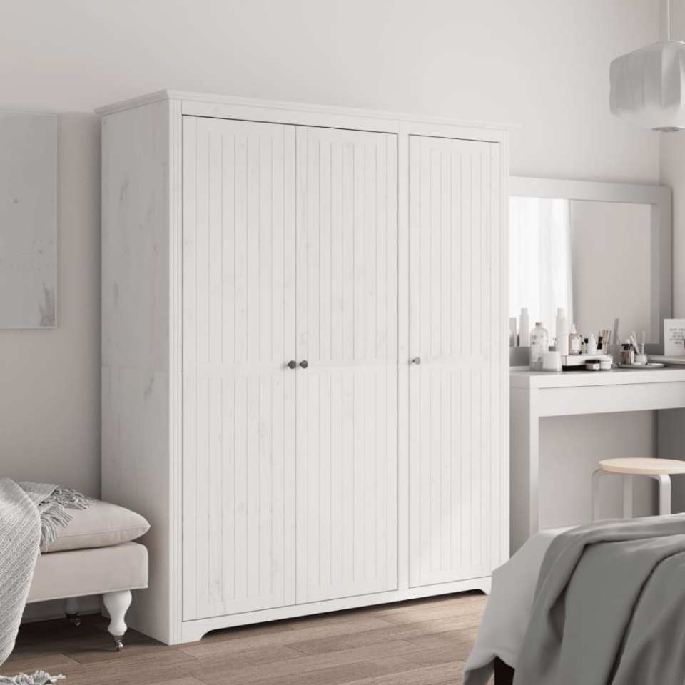 Șifonier BODO, alb, 146x53,5x173 cm, lemn masiv de pin