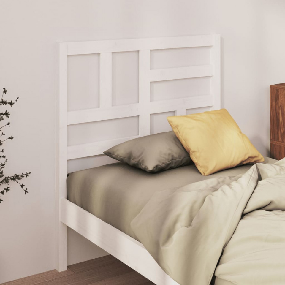 Poza Tablie de pat, alb, 96x4x104 cm, lemn masiv de pin
