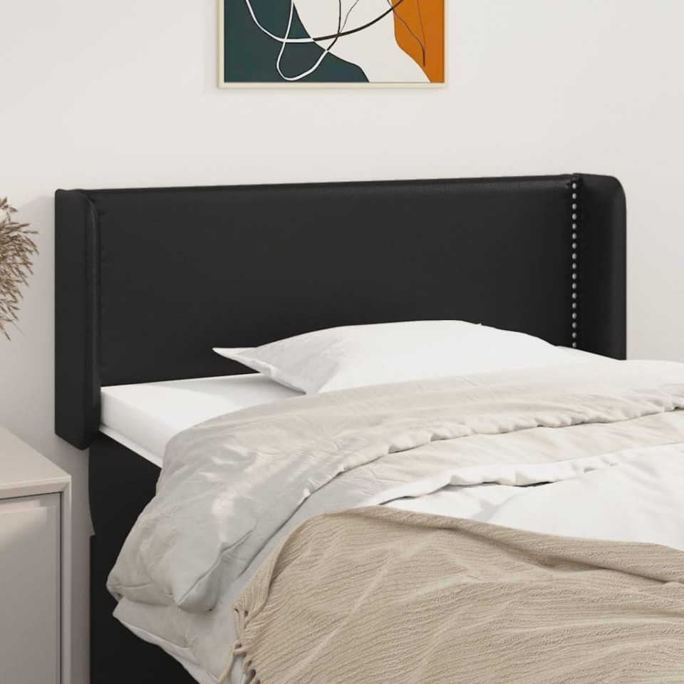 Poza Tablie de pat cu aripioare negru 103x16x78/88cm piele ecologica
