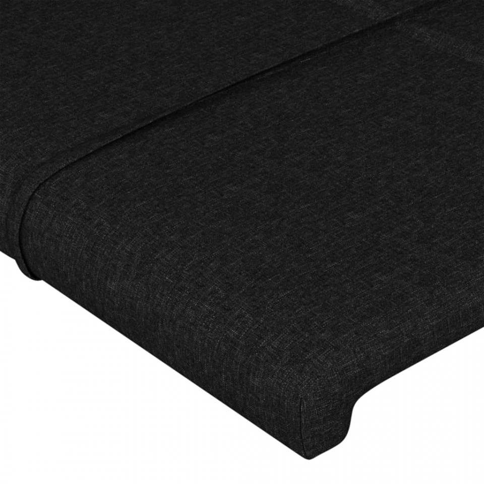 Tăblie de pat cu aripioare, negru, 93x23x118/128 cm, textil