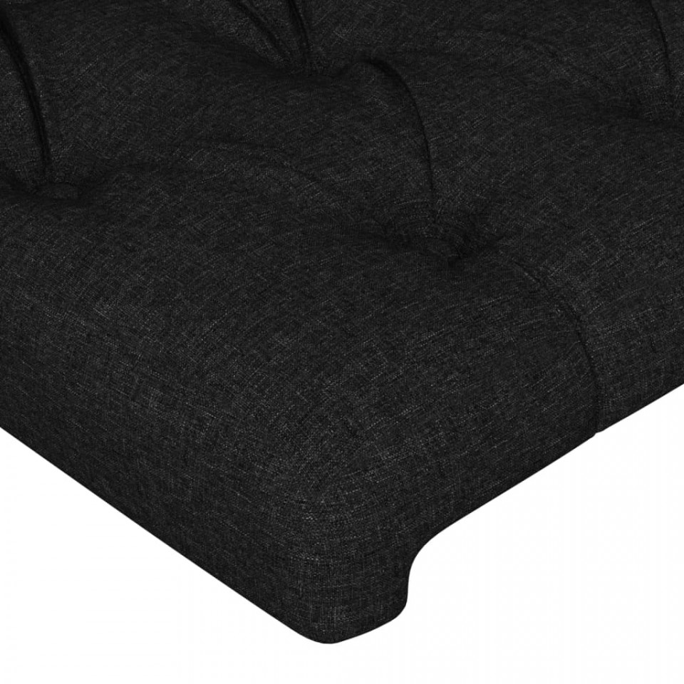 Tăblie de pat cu LED, negru, 180x7x78/88 cm, textil