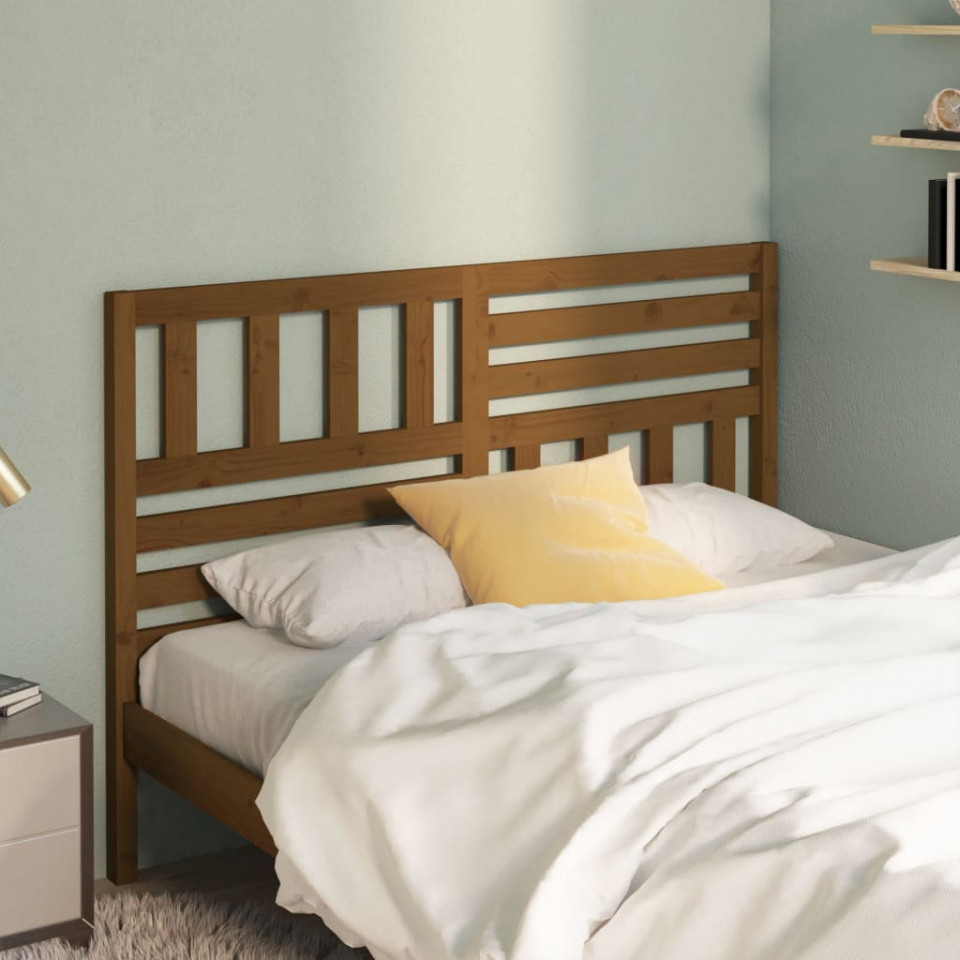 Tăblie de pat, maro miere, 146x4x100 cm, lemn masiv de pin Casa Practica