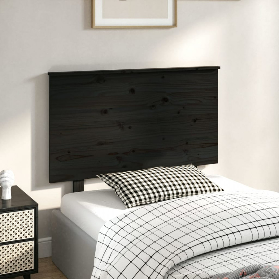 Poza Tablie de pat, negru, 94x6x82,5 cm, lemn masiv de pin
