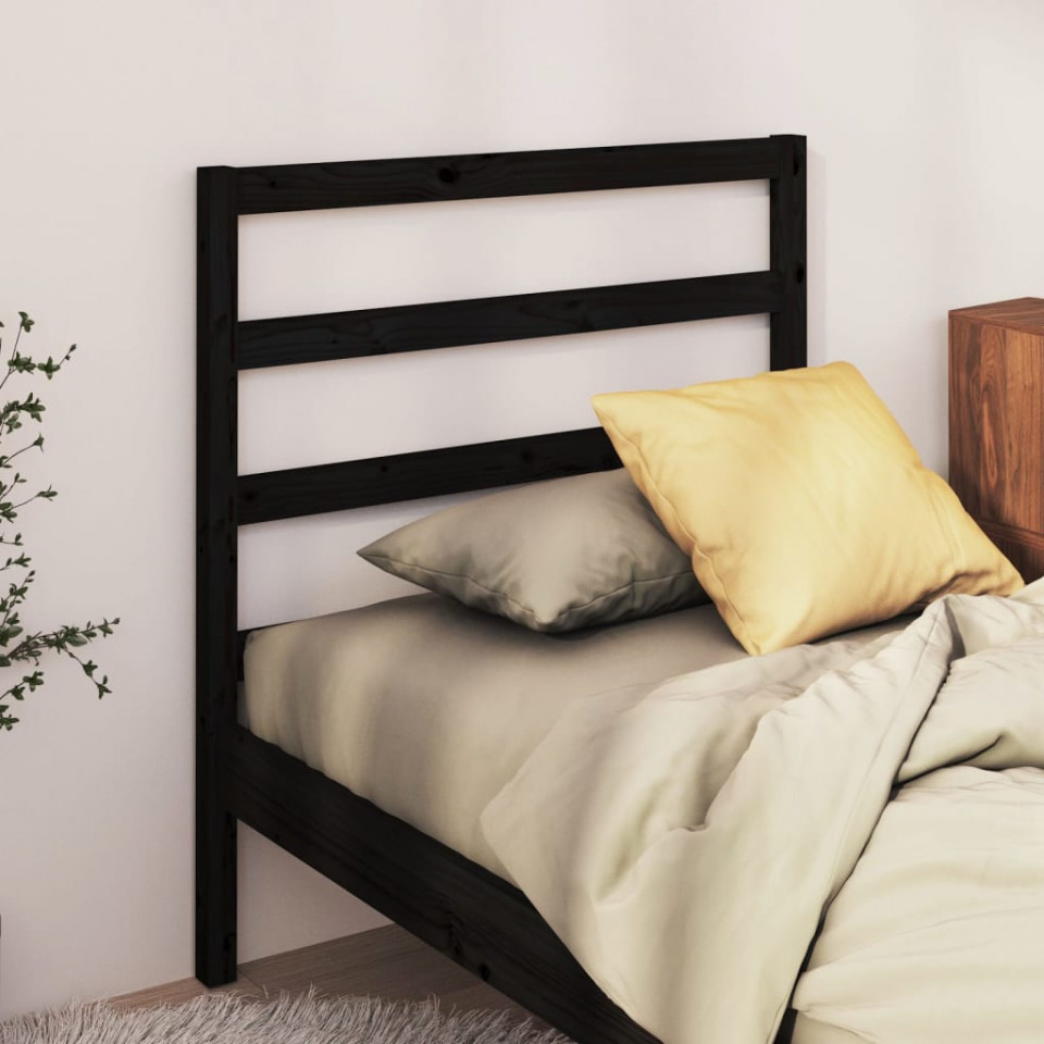 Poza Tablie de pat, negru, 95x4x100 cm, lemn masiv de pin