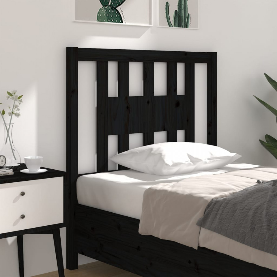 Poza Tablie de pat, negru, 96x4x100 cm, lemn masiv de pin