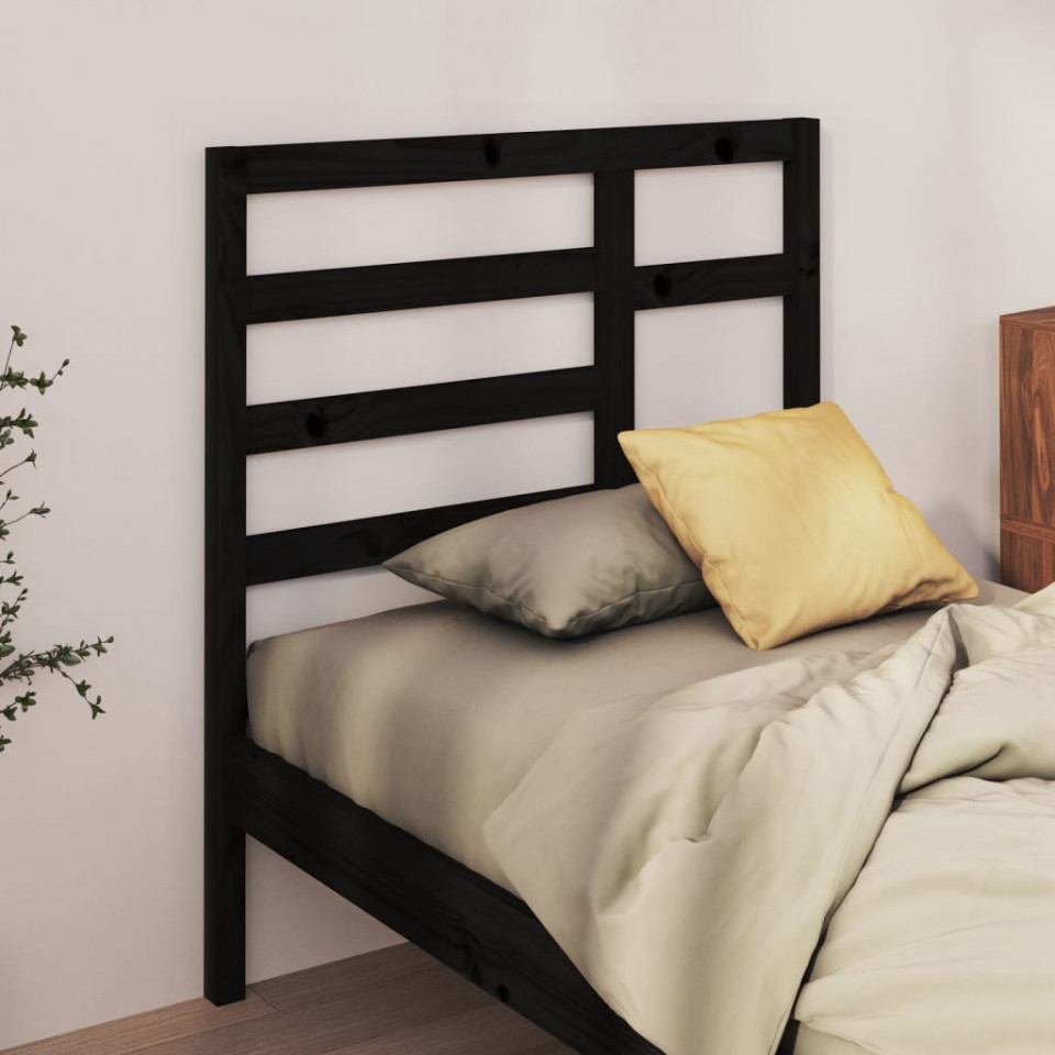 Poza Tablie de pat, negru, 96x4x104 cm, lemn masiv de pin
