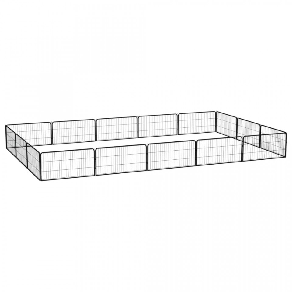 Țarc câini 16 panouri negru 100x50 cm oțel vopsit electrostatic