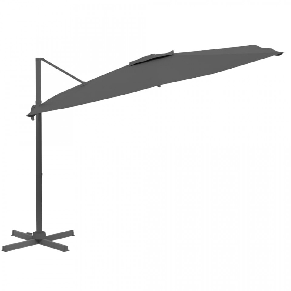 Umbrelă în consolă cu LED, antracit, 400x300 cm