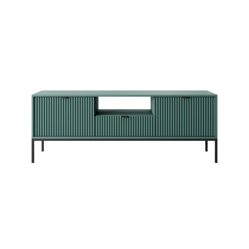 Aura AU01 TV stand 154 2D1S verde, cadru negru - manere negre