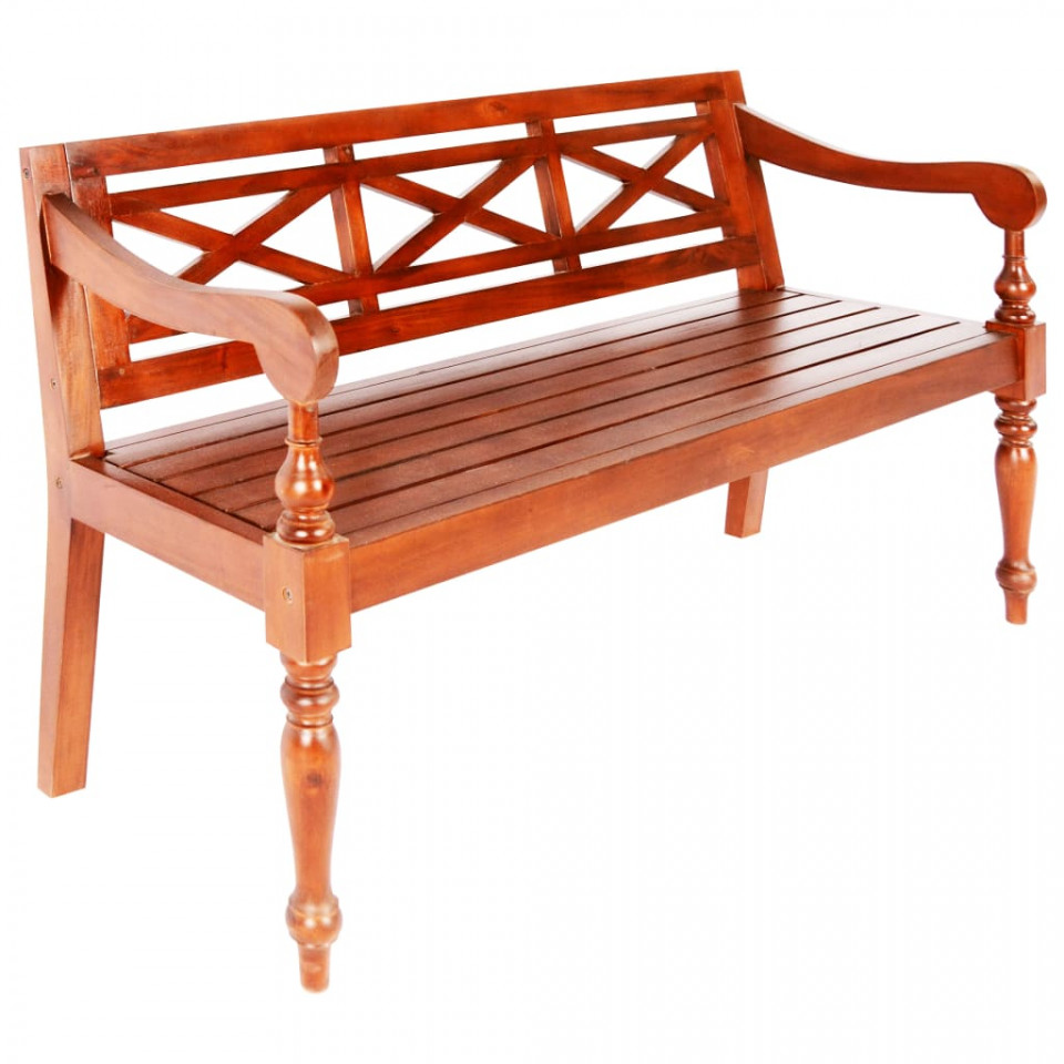 Bancă Batavia, maro închis, 123 cm, lemn masiv mahon 123