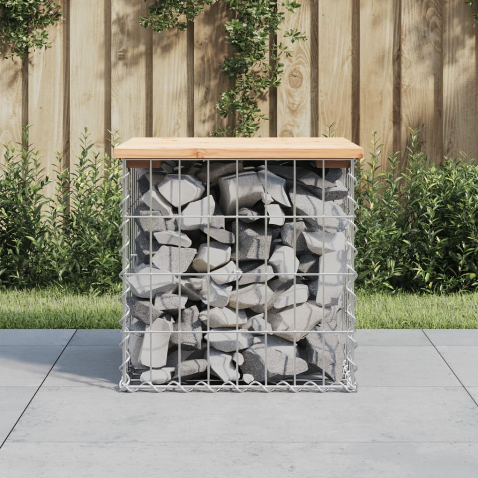 Bancă de grădină, design gabion, 43x44x42 cm, lemn masiv de pin