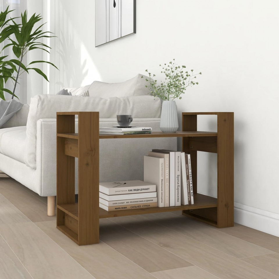 Bibliotecă/separator cameră maro miere 80x35x56,5 cm lemn masiv