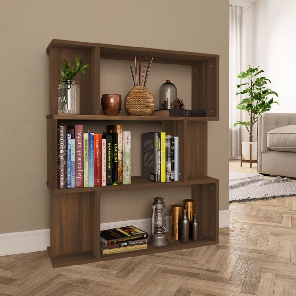 Bibliotecă/separator, stejar maro, 80x24x96 cm , lemn prelucrat