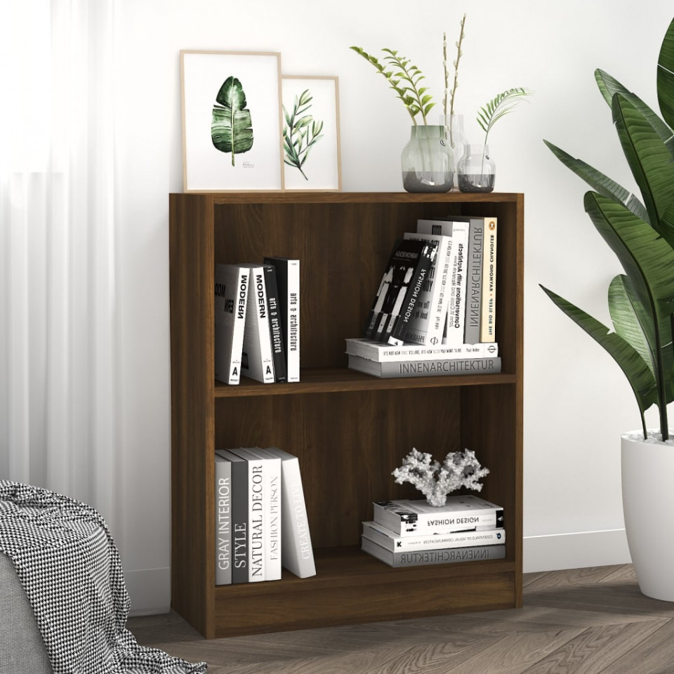 Bibliotecă, stejar maro, 60x24x74,5 cm, lemn prelucrat