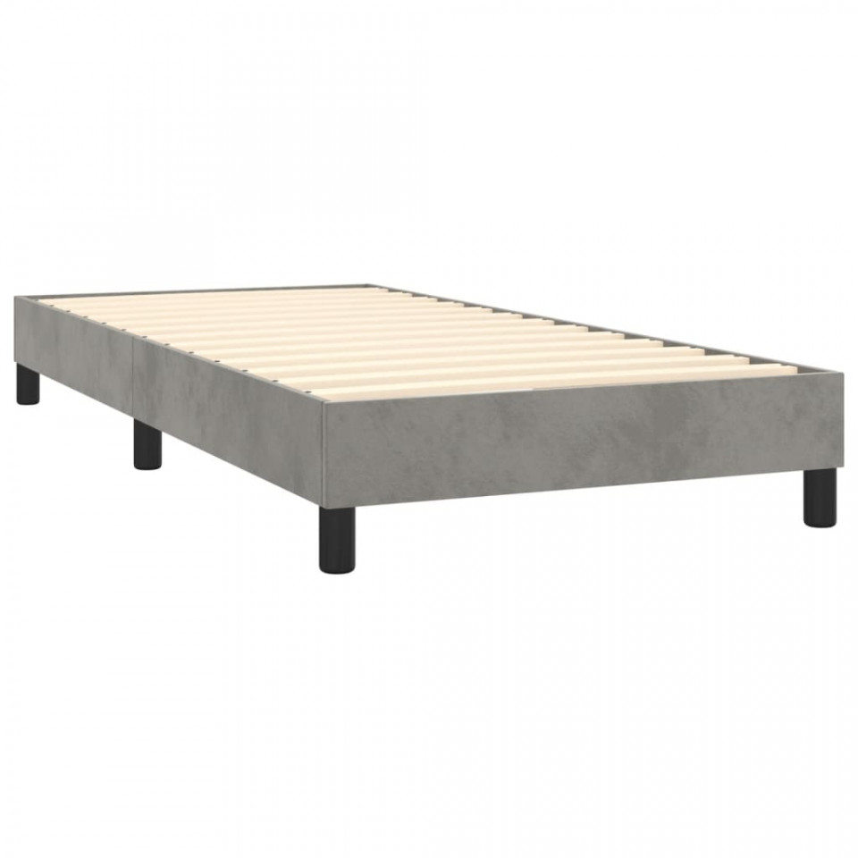 Cadru de pat box spring, gri deschis, 100x200 cm, catifea