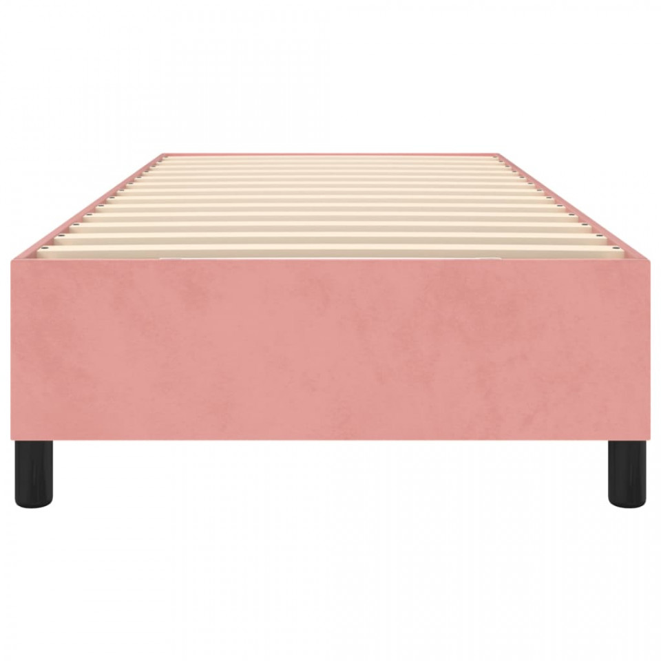 Cadru de pat box spring, roz, 90x200 cm, catifea