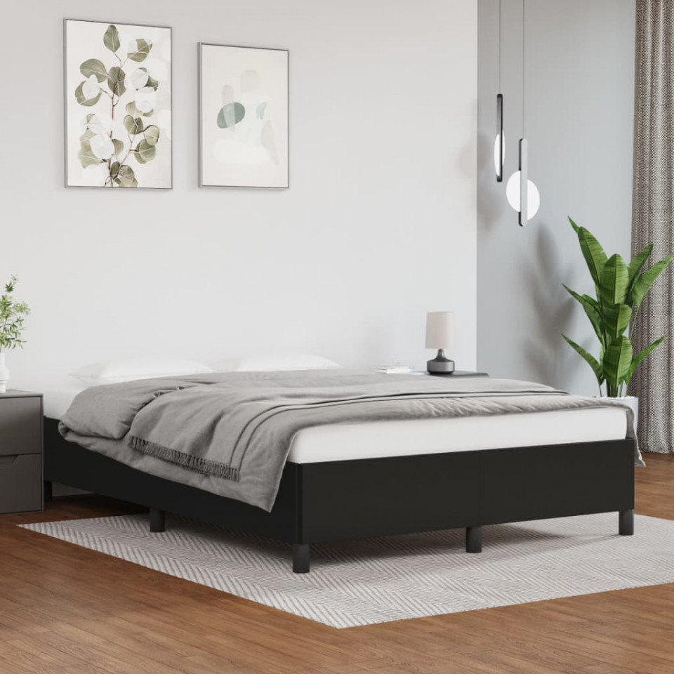 Cadru de pat, negru, 140x200 cm, piele ecologică