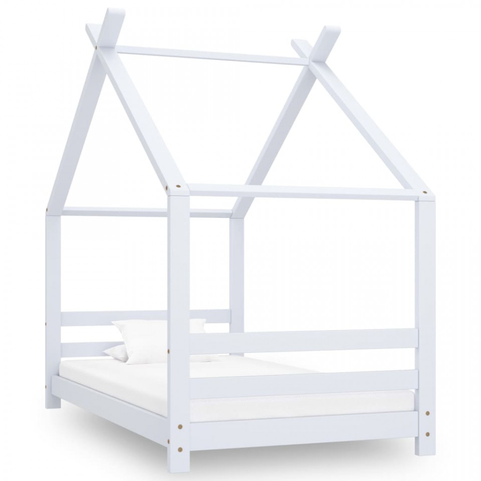 Cadru pat de copii, alb, 80 x 160 cm, lemn masiv de pin 160