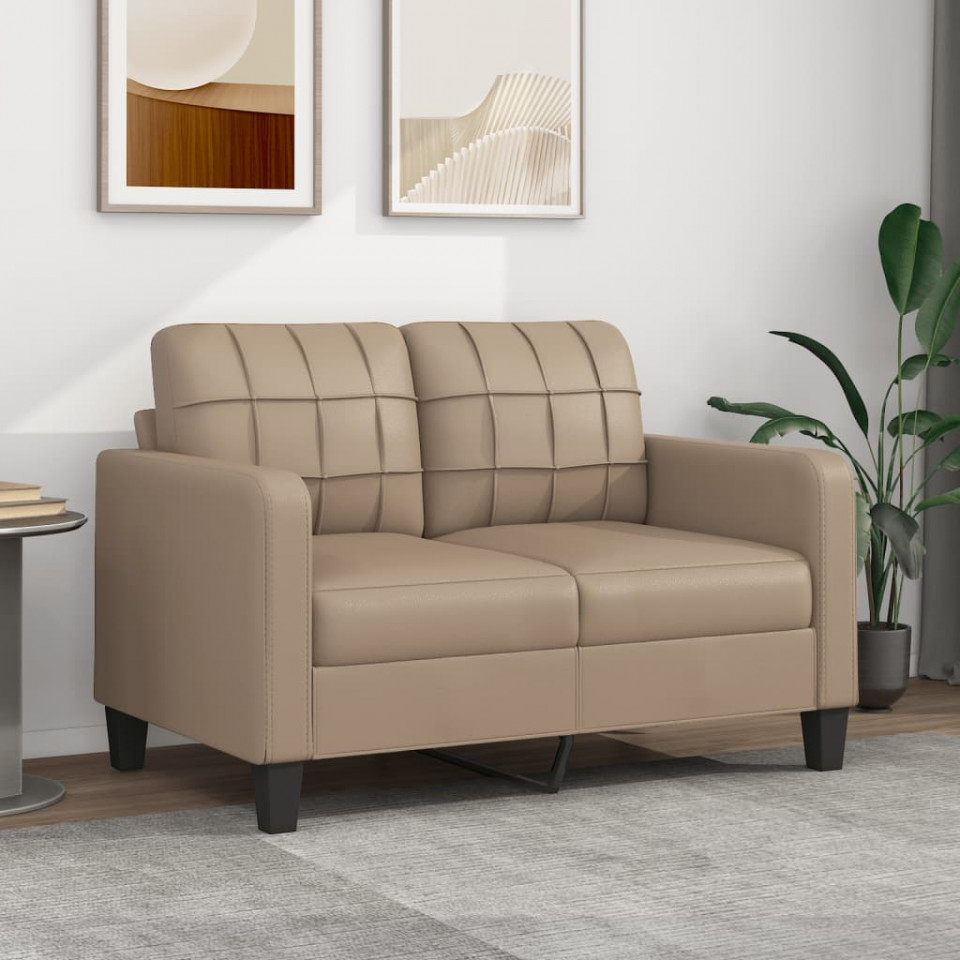 Canapea cu 2 locuri, cappuccino, 120 cm, piele ecologică