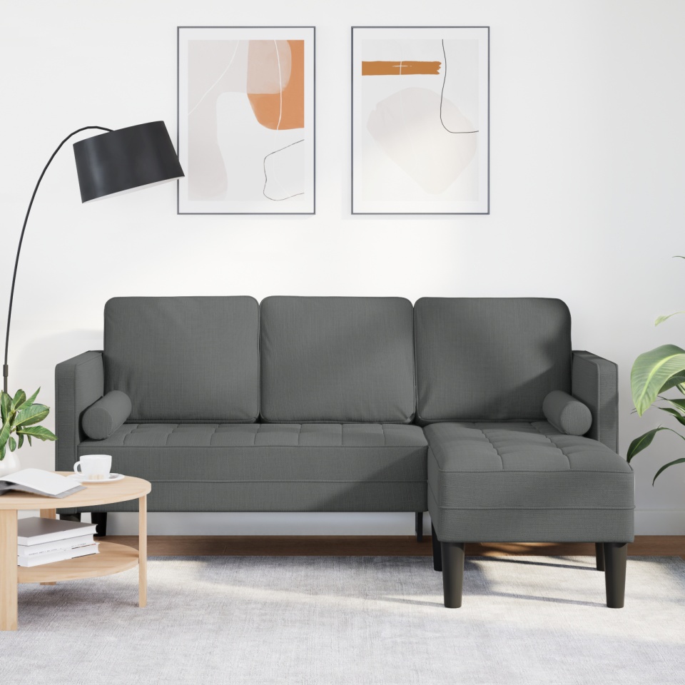 Canapea L-shaped pentru 3 persoane Gri închis 160 cm Fabricat