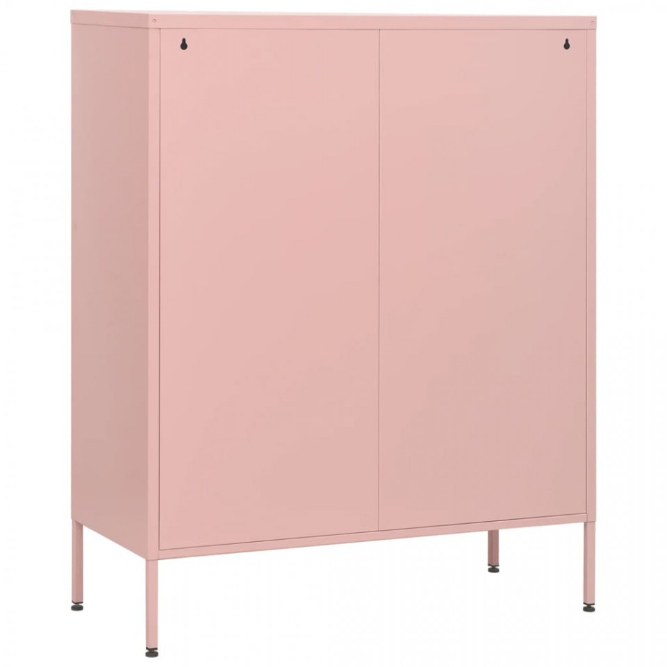 Comodă cu sertare, roz, 80x35x101,5 cm, oțel