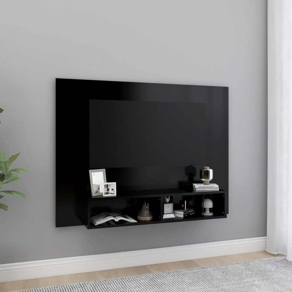 Comodă TV de perete, negru, 120×23,5×90 cm, PAL 120x235x90 imagine noua