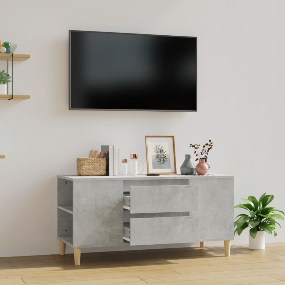 Poza Comoda TV, gri beton, 102x44,5x50 cm, lemn prelucrat