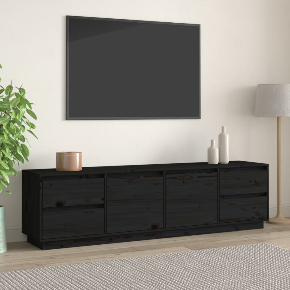 Poza Comoda TV, negru, 176x37x47,5 cm, lemn masiv de pin