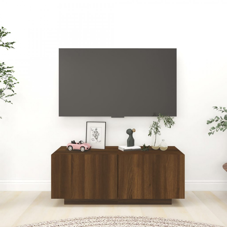 Poza Comoda TV, stejar maro, 100x35x40 cm, lemn prelucrat