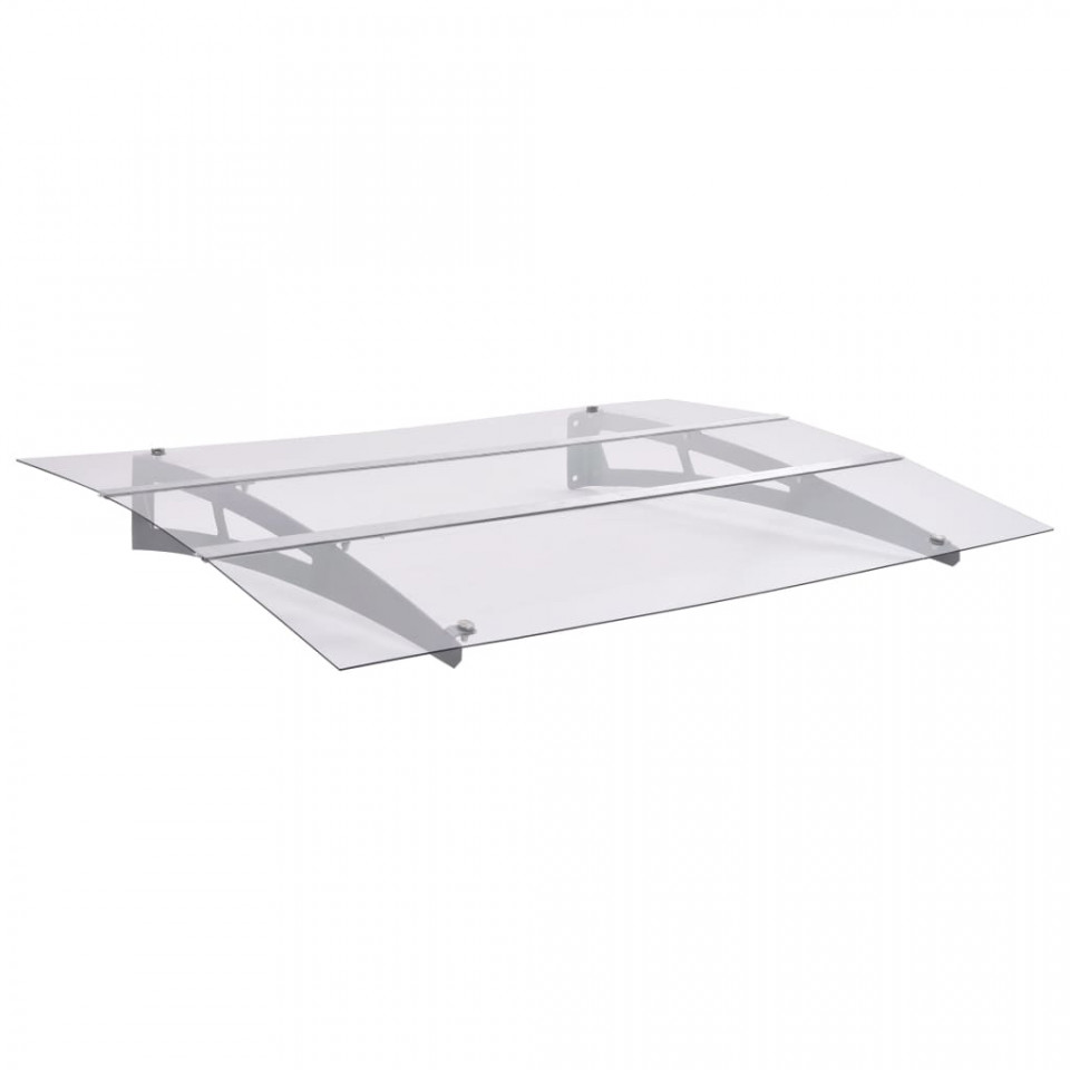 Copertină de ușă argintiu și transparent 120x90 cm policarbonat