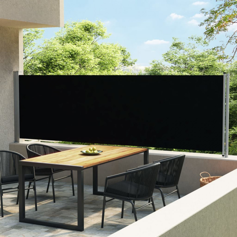 Copertină laterală retractabilă de terasă, negru, 140 x 600 cm