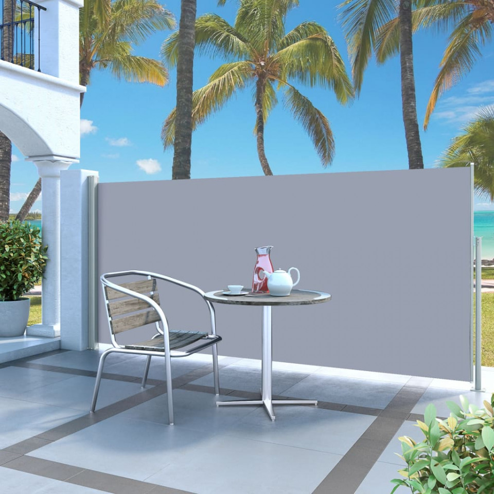 Copertină laterală retractabilă, gri, 140 x 300 cm