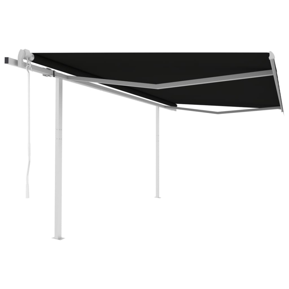 Copertină retractabilă automat, cu stâlpi, antracit, 4x3,5 m