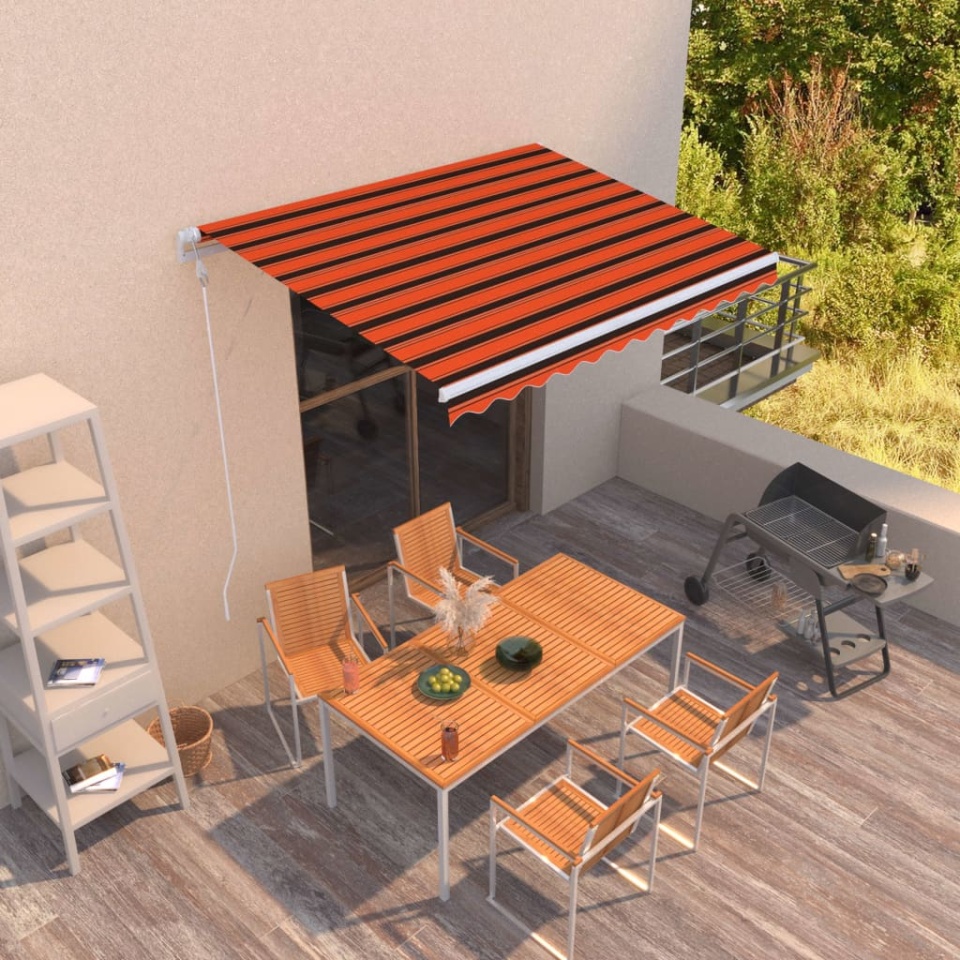 Copertină retractabilă automat, portocaliu/maro, 300x250 cm