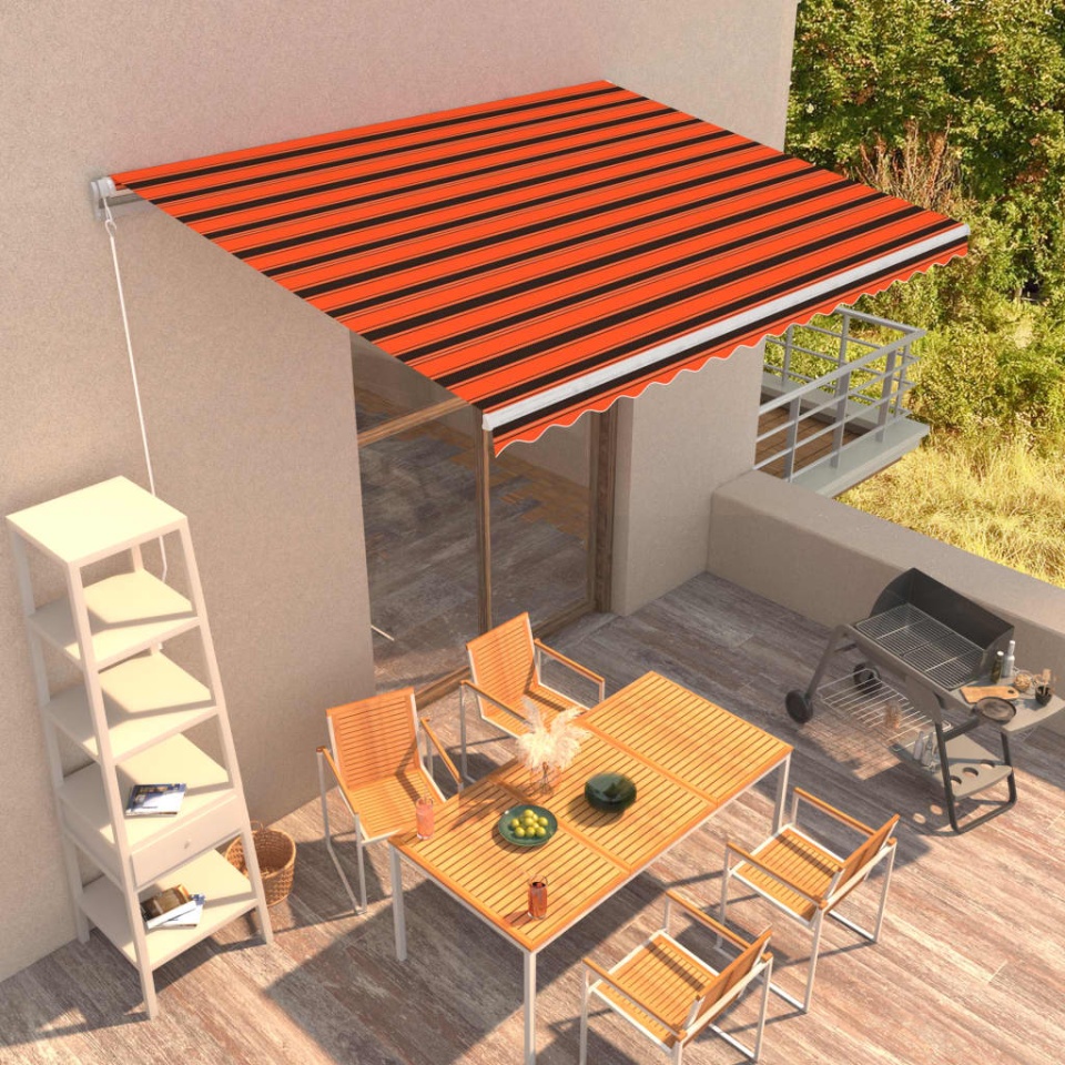 Copertină retractabilă manual, portocaliu & maro, 400 x 300 cm