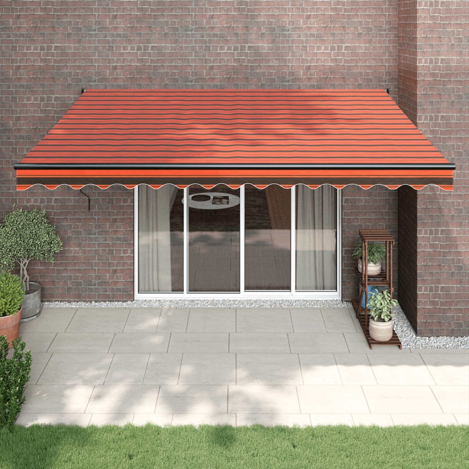 Copertină retractabilă portocaliu/maro 4,5x3 m, textil/aluminiu
