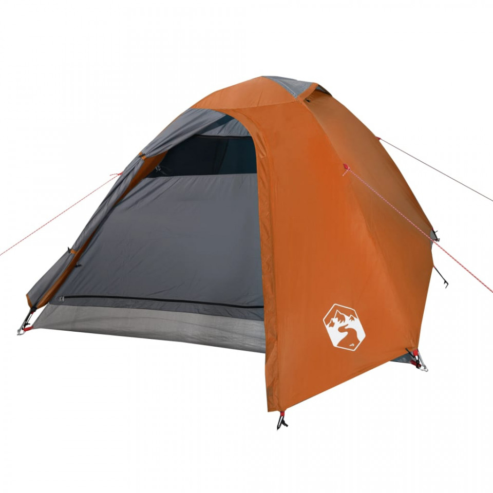 Cort camping 2 persoane gri/portocaliu 264x210x125cm tafta 185T