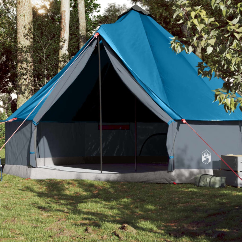 Cort de familie Tipi pentru 10 persoane, albastru, impermeabil