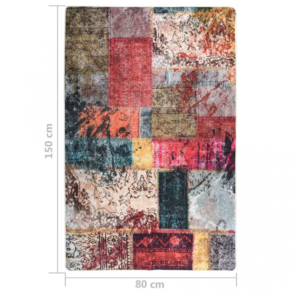 Covor lavabil, mozaic multicolor, 80x150 cm, antiderapant