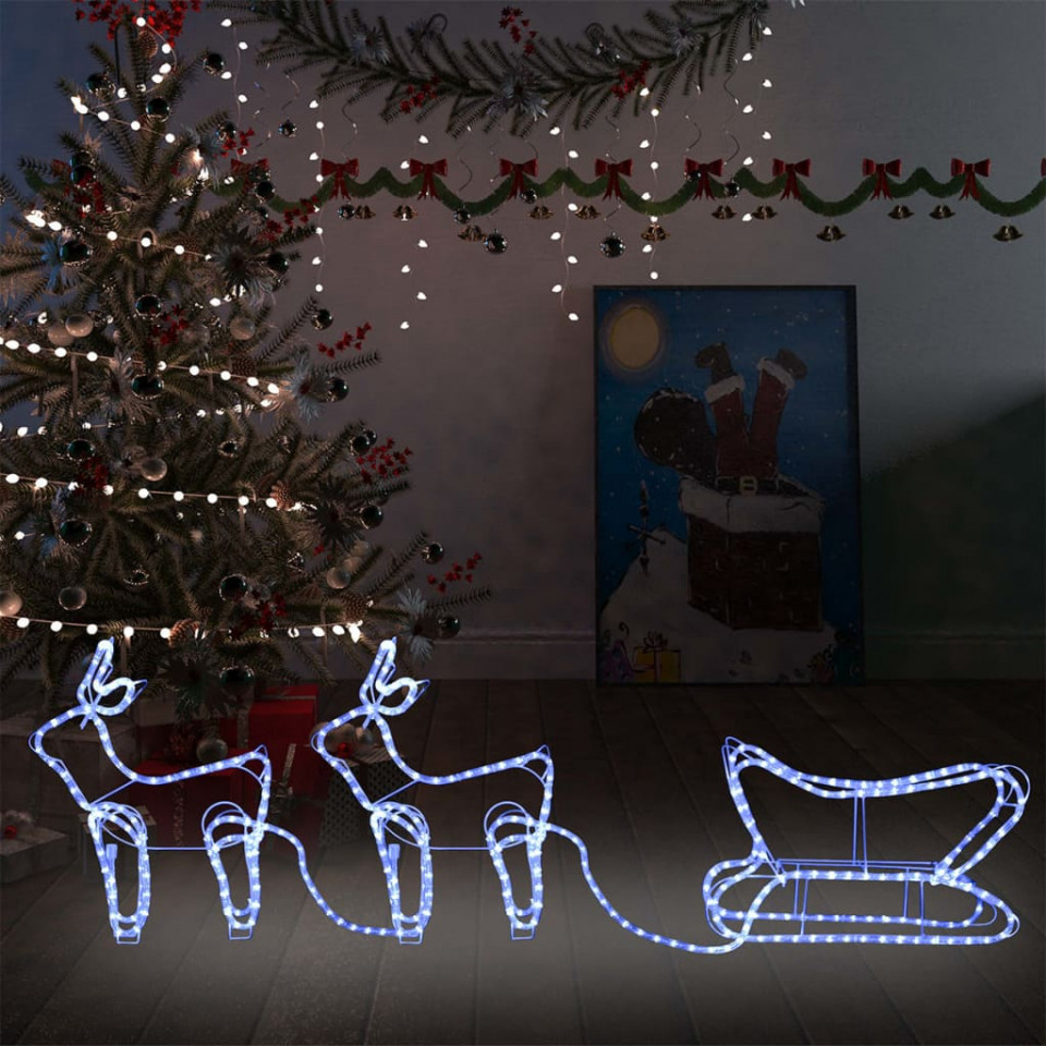 Decorațiune de Crăciun cu reni și sanie, 576 LED-uri, exterior 576