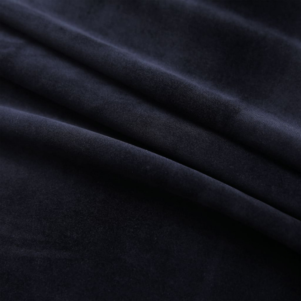 Draperii opace cu inele, 2 buc., negru, 140 x 175 cm, catifea