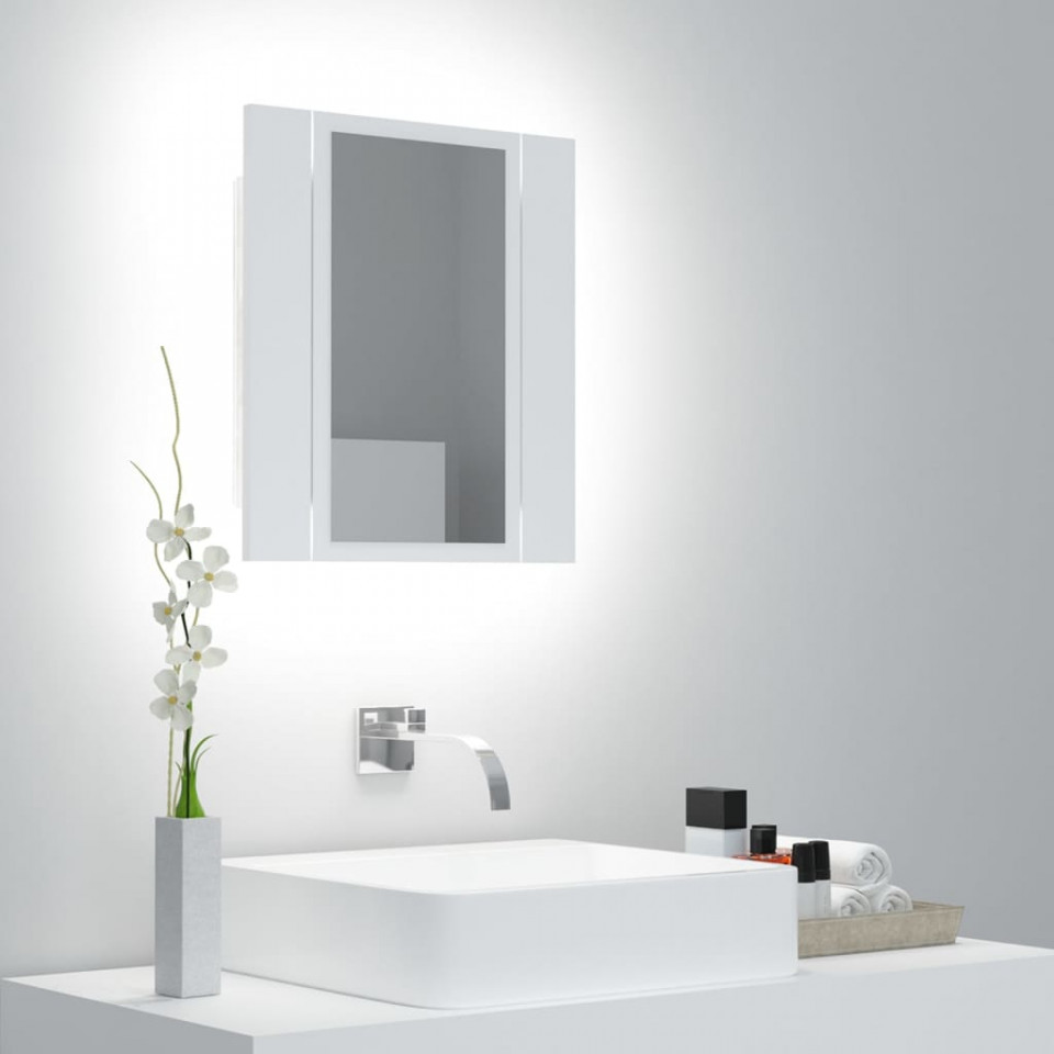 Poza Dulap de baie cu oglinda & LED, alb, 40x12x45 cm