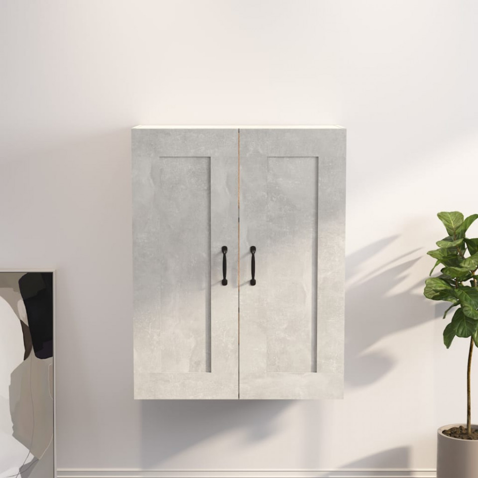 Dulap de perete suspendat, gri beton, 69,5x32,5x90 cm