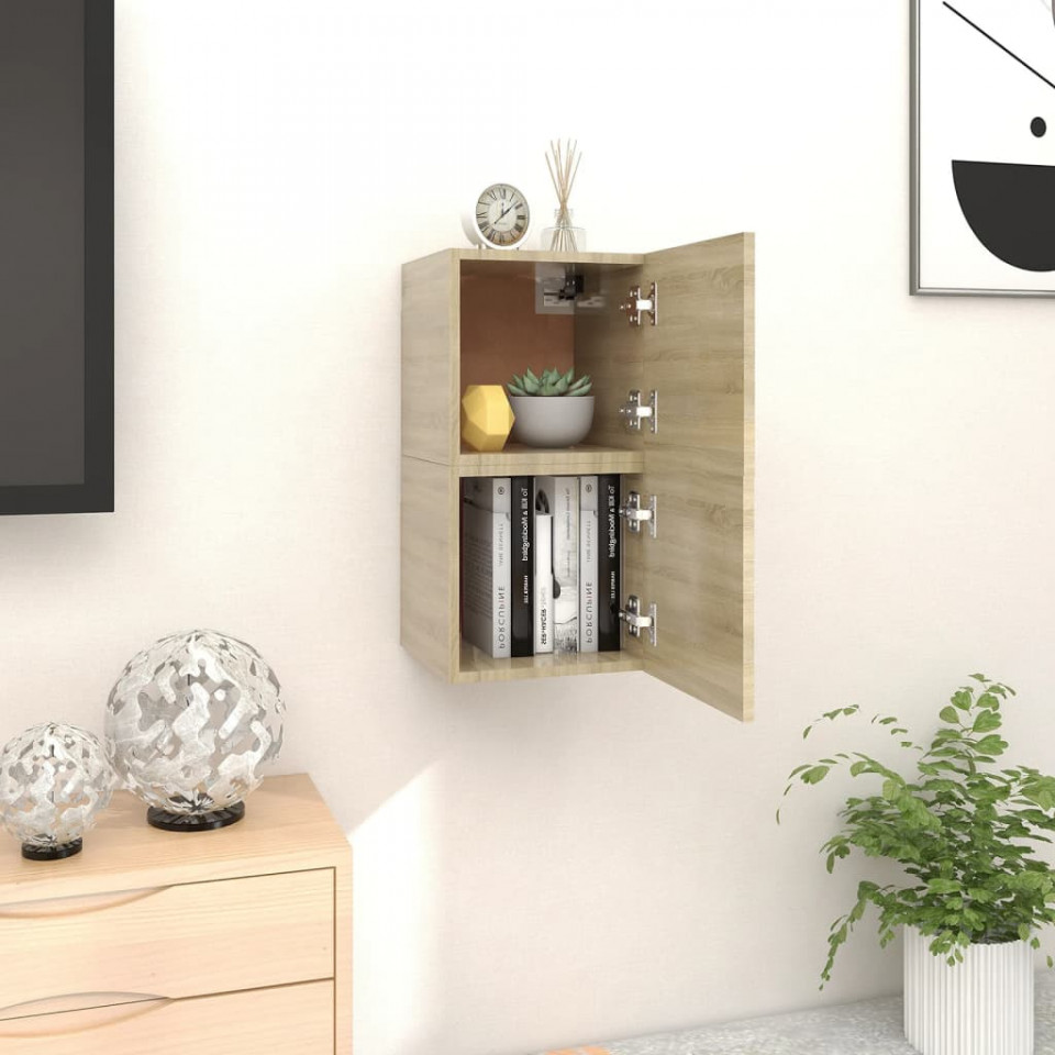 Dulapuri tv montaj pe perete 2 buc. stejar sonoma 30,5x30x30 cm
